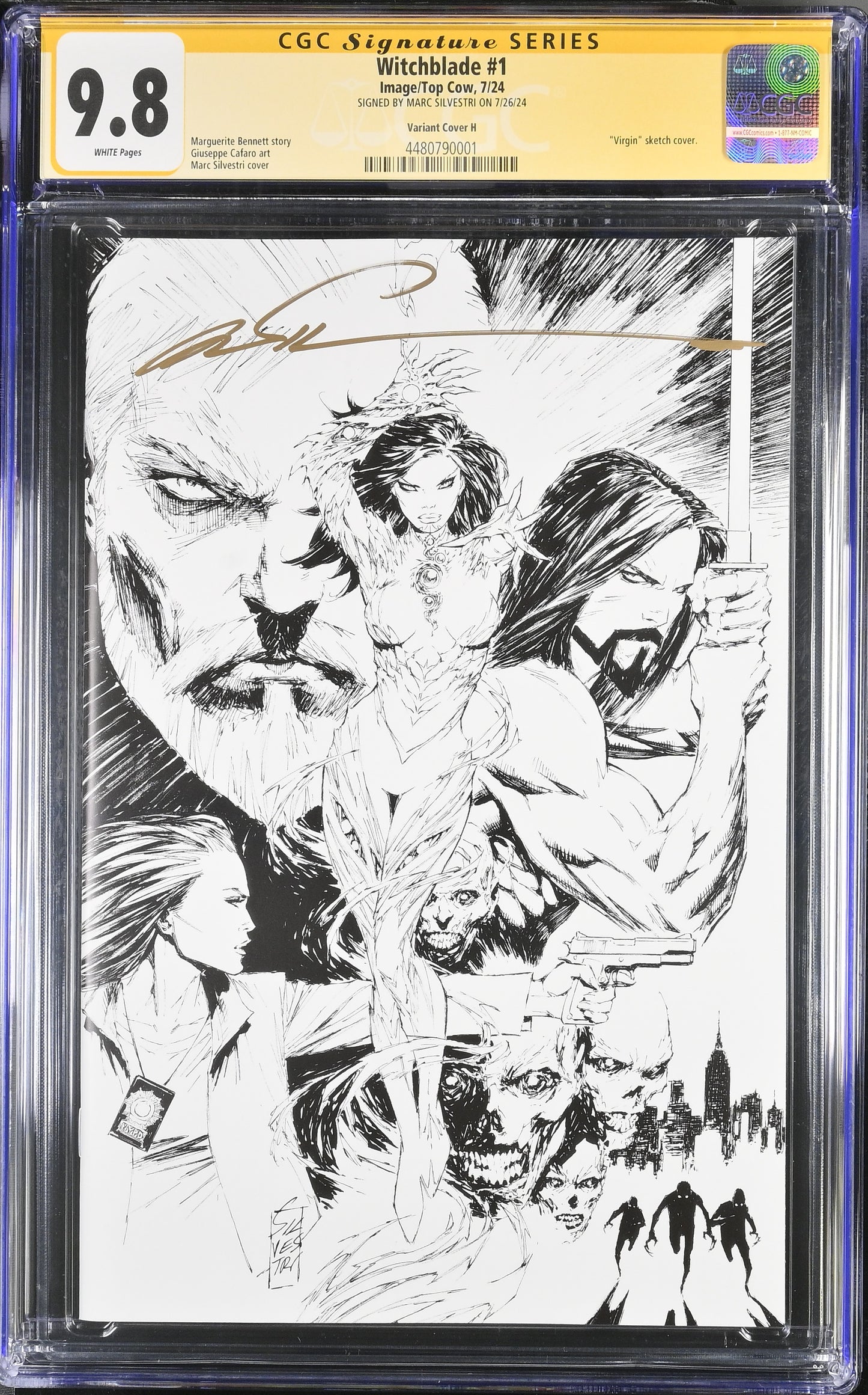 Witchblade #1 (B&W Virgin Variant) 1:500 Signed by Silvestri CGC 9.8