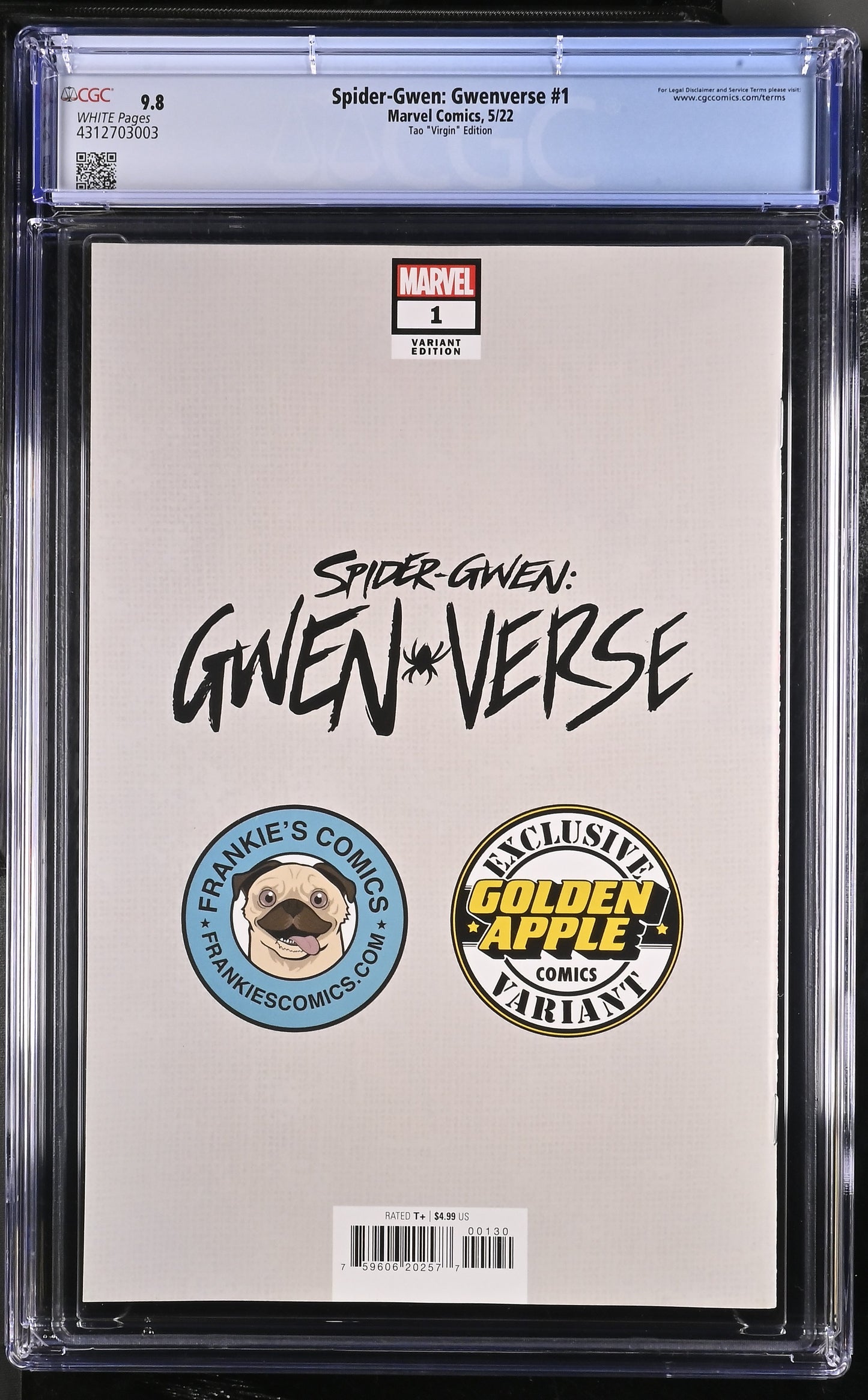 Spider-Gwen: Gwenverse 1 5/22 Marvel Comics Tao Virgin Edition CGC 9.8