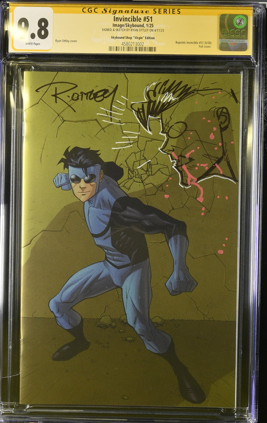 Invincible #51 (Skybound Shop Virgin Foil) Signed/Remarked by Ottley CGC 9.8