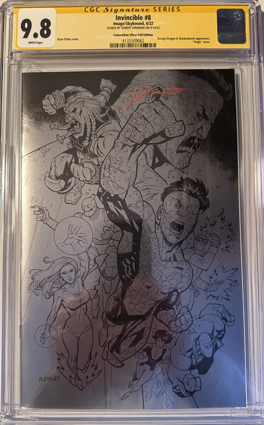 Invincible #8 (Convention Silver Foil Edition) Signed by Kirkman CGC 9.8
