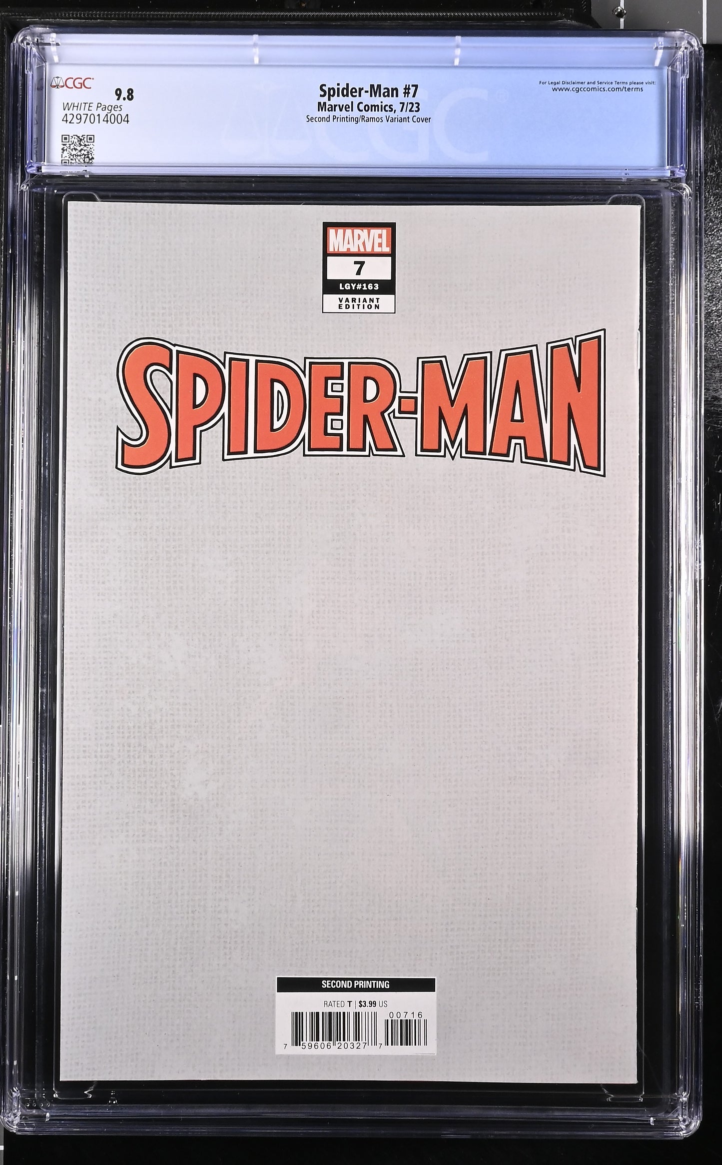 Spider-Man 7 7/23 Marvel Comics Second Printing/Ramos Variant Cover CGC 9.8