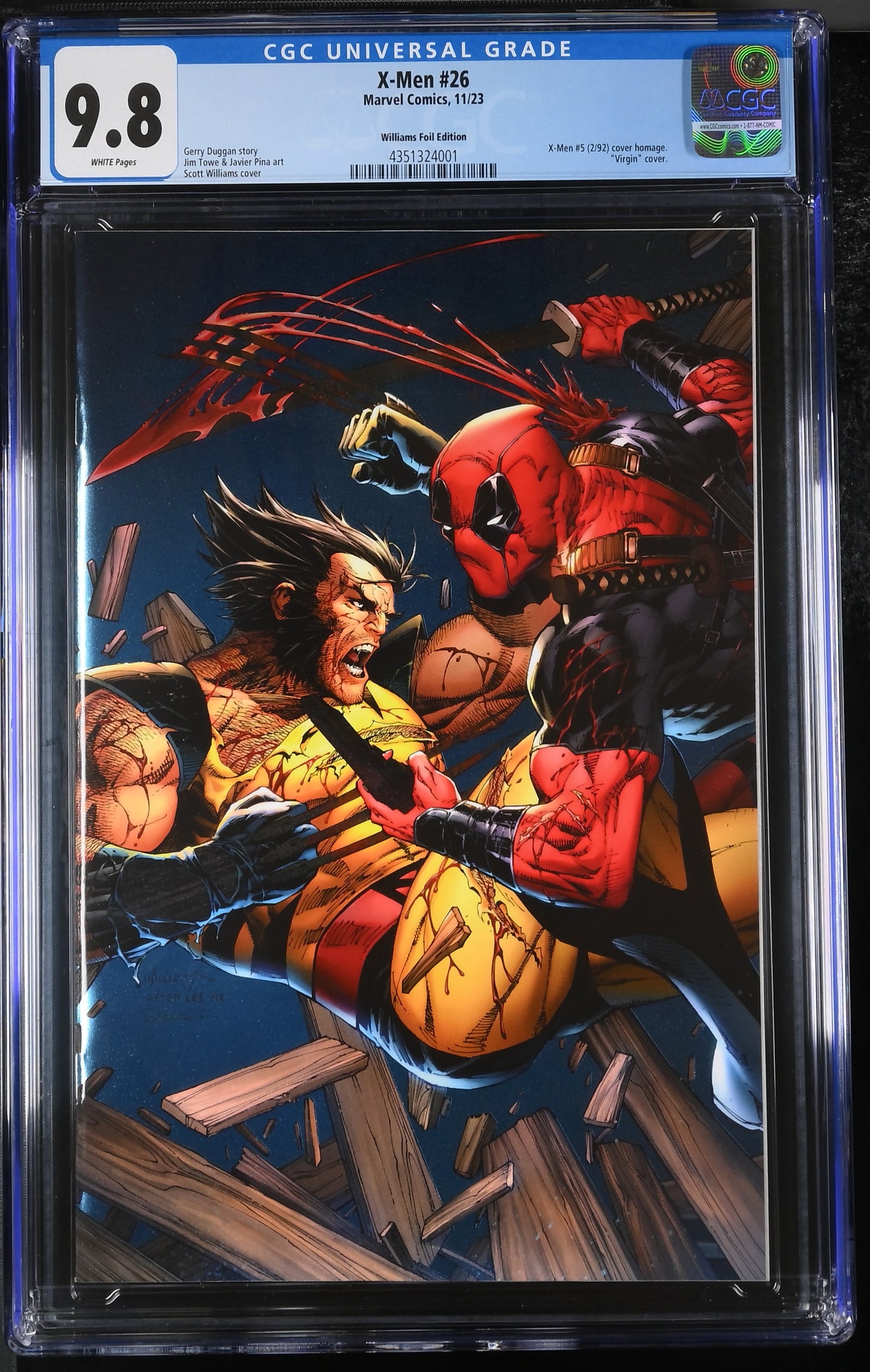 X-Men 26 11/23 Marvel Comics Williams Foil Edition CGC 9.8 DEADPOOL!!!